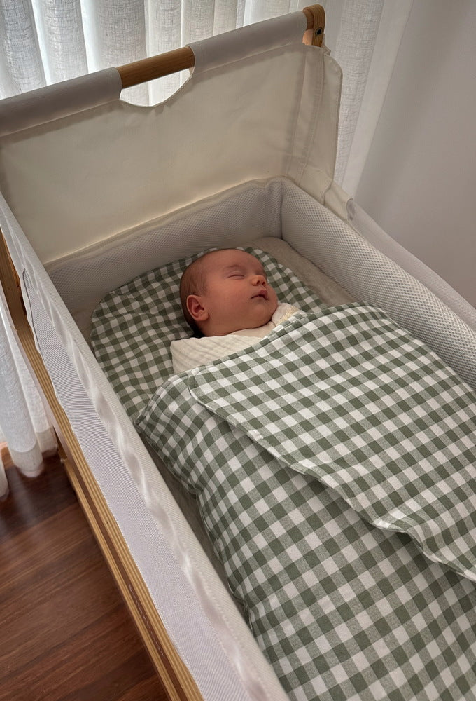 PRE-ORDER Bundl Wool Wrap Sage Gingham