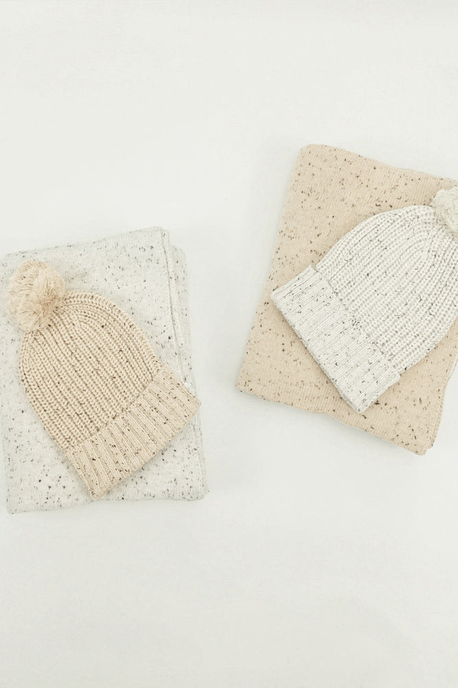 Black Speckled Chunky Knit Beanie