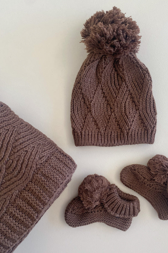 Shell Stitch Blanket Chocolate