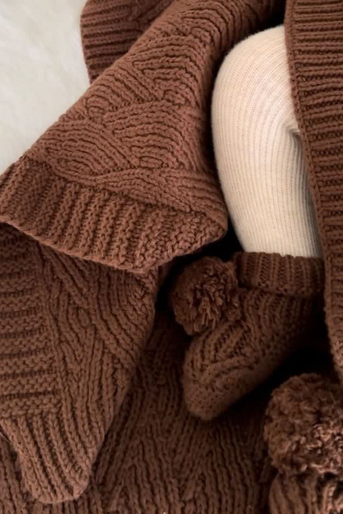 Shell Stitch Blanket Chocolate