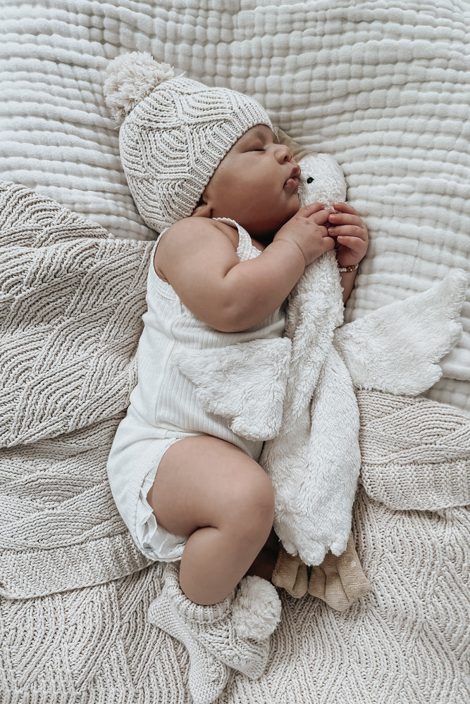 Shell Stitch Blanket Oatmeal