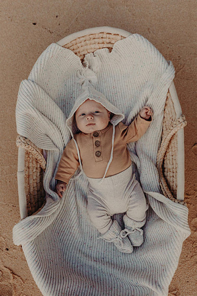 Vanilla Speckles Bonnet and Booties