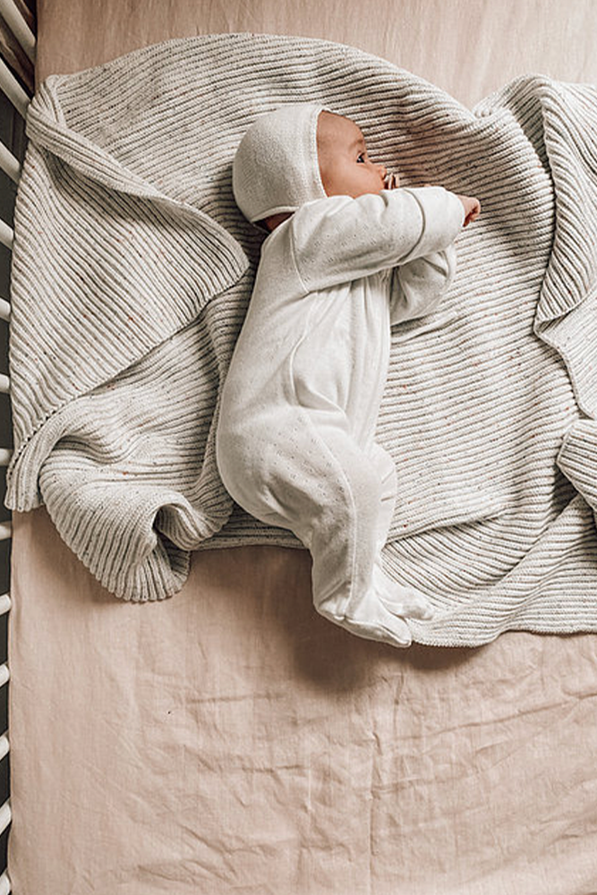Vanilla Speckles Ribbed Blanket