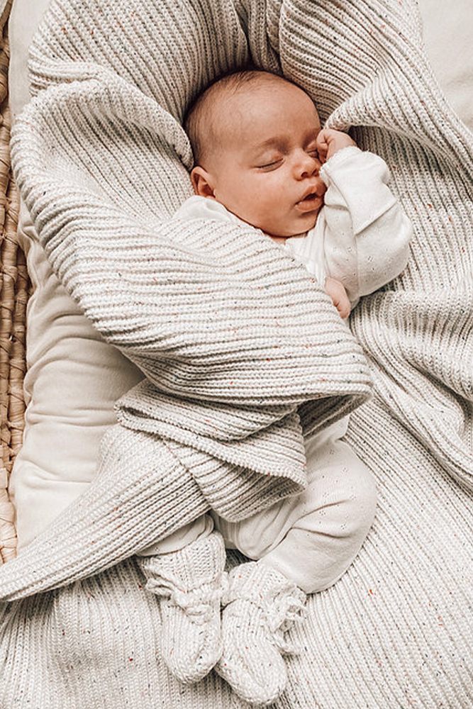 Vanilla Speckles Ribbed Blanket