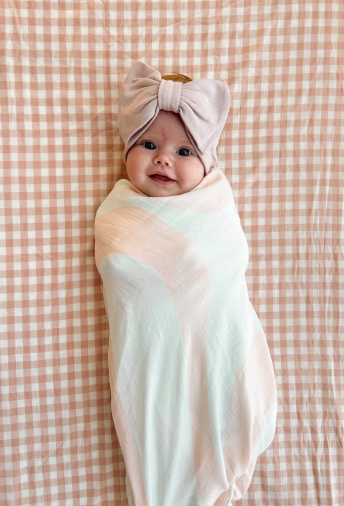 Pink Gingham Organic Fitted Sheet