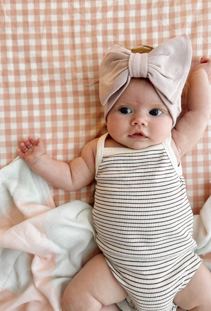 Pink Gingham Organic Fitted Sheet