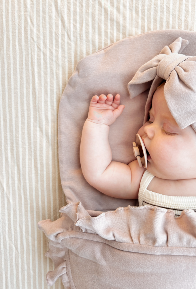 Beige Stripe Organic Fitted Sheet