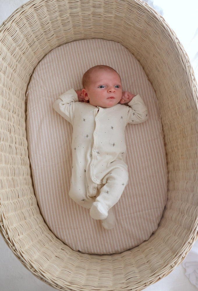 Beige Stripe Organic Fitted Sheet