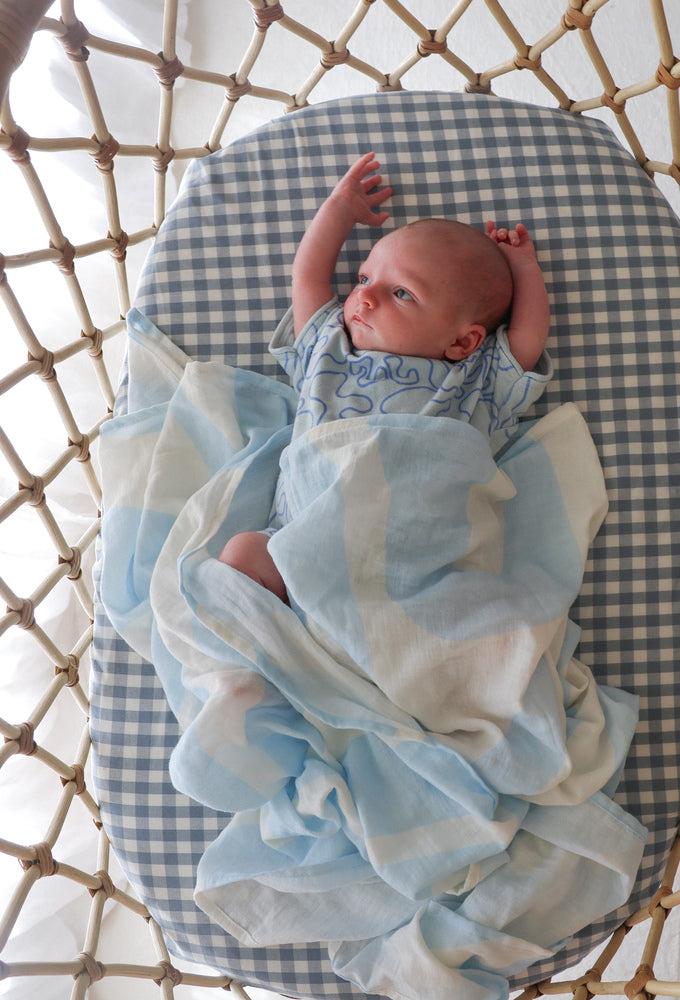 Slate Gingham Organic Fitted Sheet