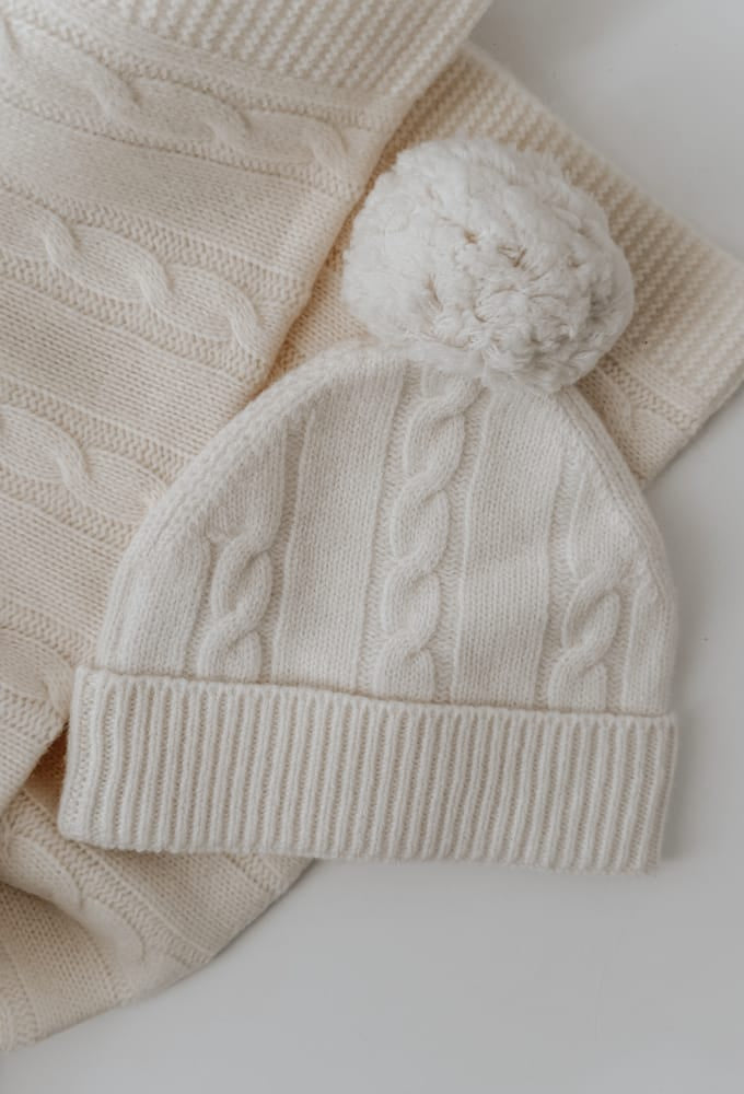 Butter Cream Merino Pom Pom Beanie