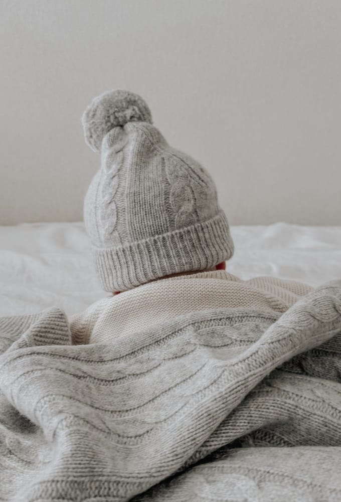 Smoke Grey Merino Pom Pom Beanie