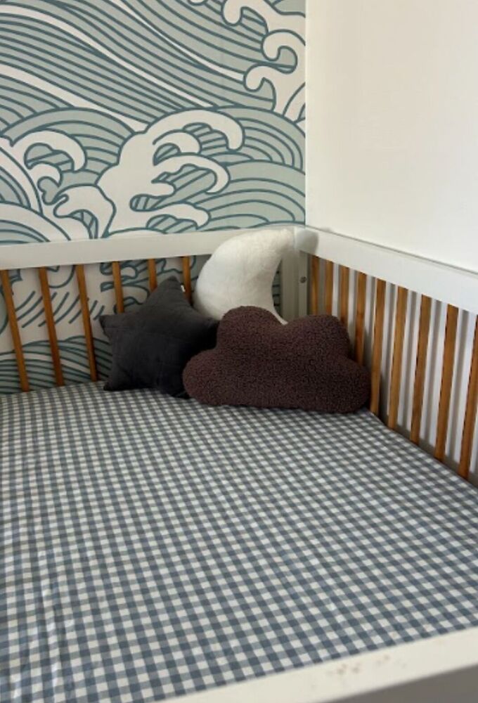 Slate Gingham Organic Fitted Sheet