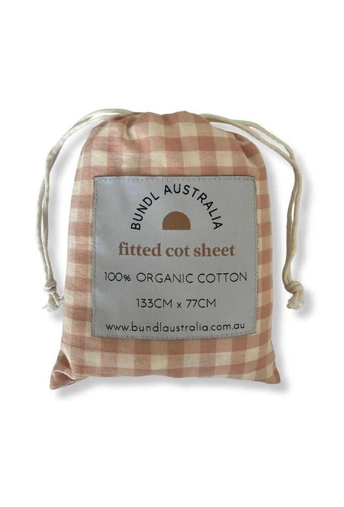 Pink Gingham Organic Fitted Sheet