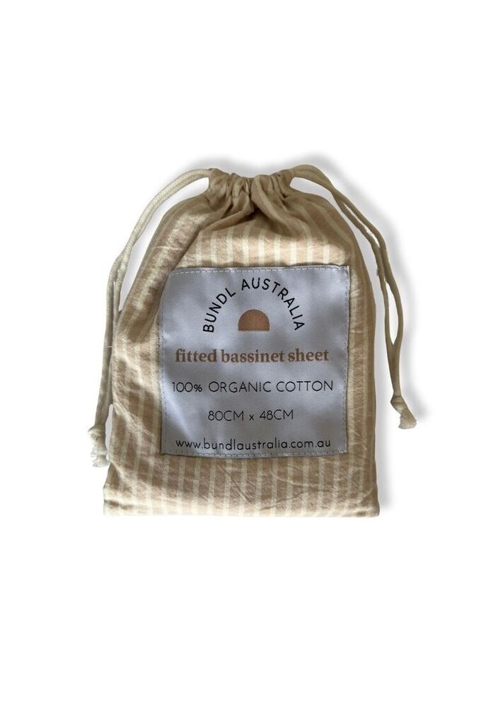 Beige Stripe Organic Fitted Sheet