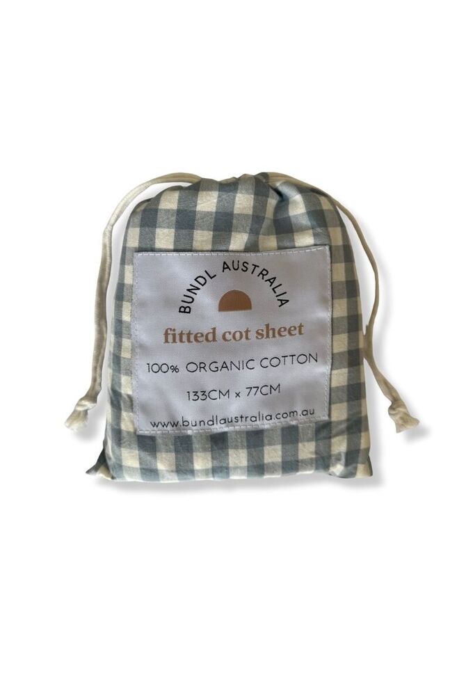 Slate Gingham Organic Fitted Sheet