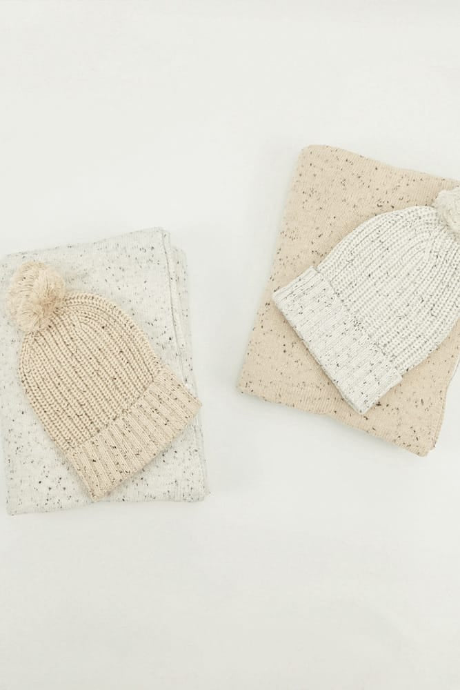 Black Speckled Chunky Knit Beanie