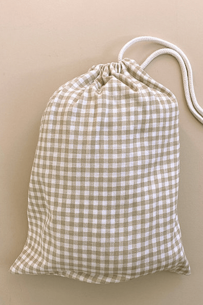 Beige Gingham Organic Fitted Sheet