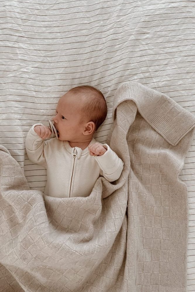 Checkerboard 100% Australian Merino Organic Blanket