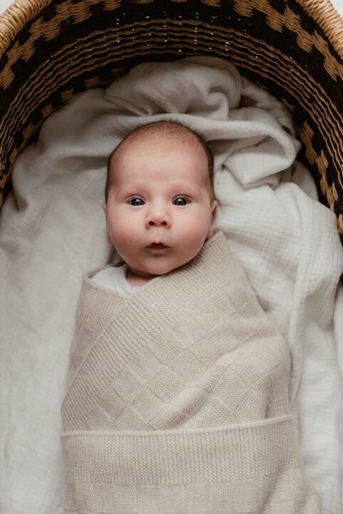 Checkerboard 100% Australian Merino Organic Blanket